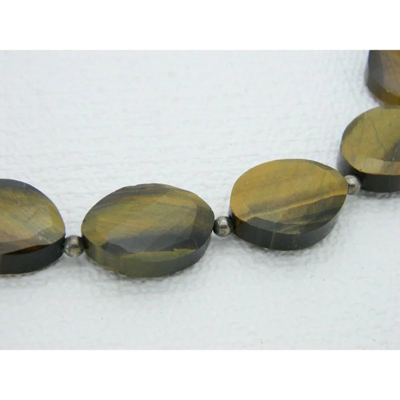 Vintage .925 Silver Trapezoid Faceted Tiger's Eye - Picture 2 of 4